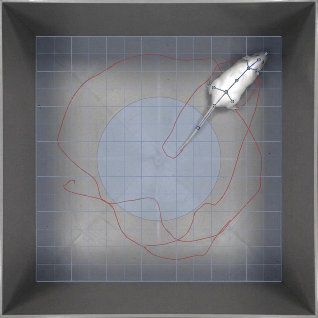 Illustration of behavioral mapping combining pose, trajectory and arena zones